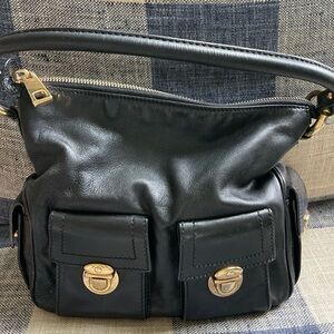 Vintage Marc Jacob’s Black Leather Shoulder Bag with Gold Hardware
